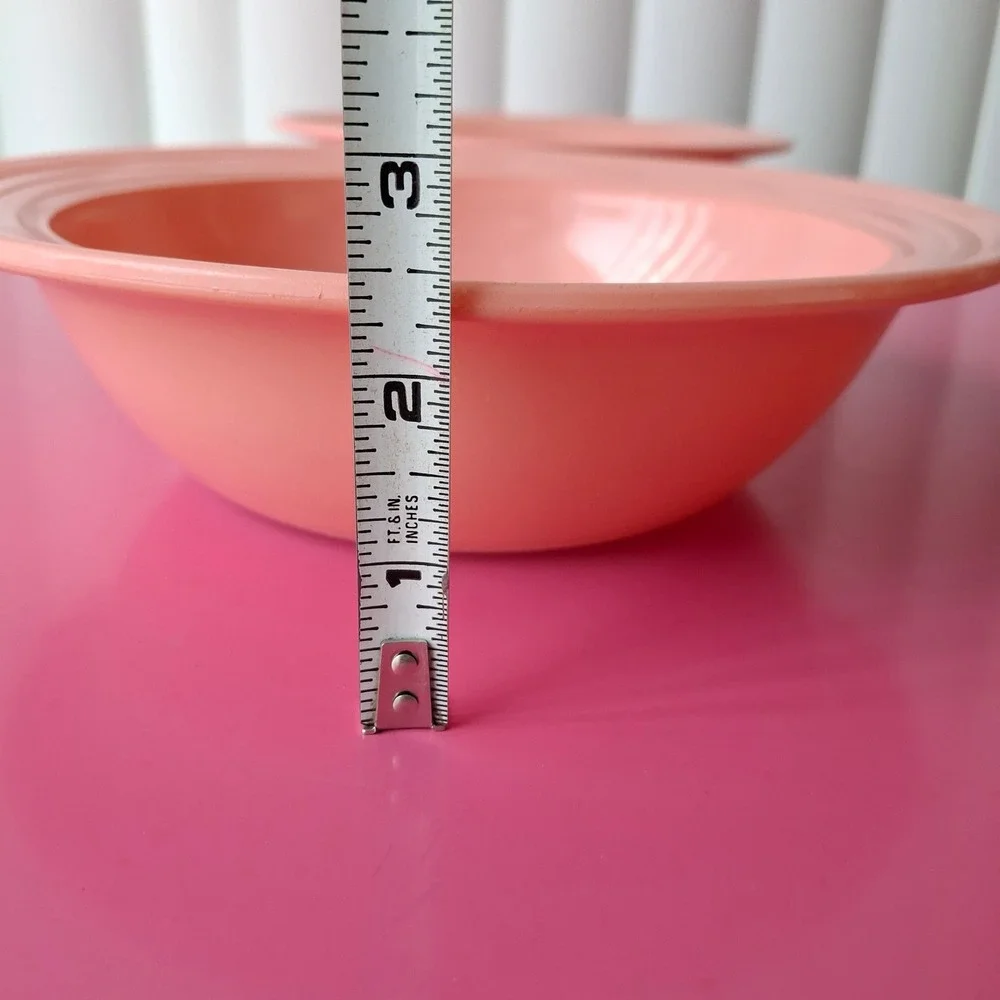 Hazel Atlas Moderntone Peach/Pink Milk Glass Soup Bowls Set of 2 Vintage MCM
